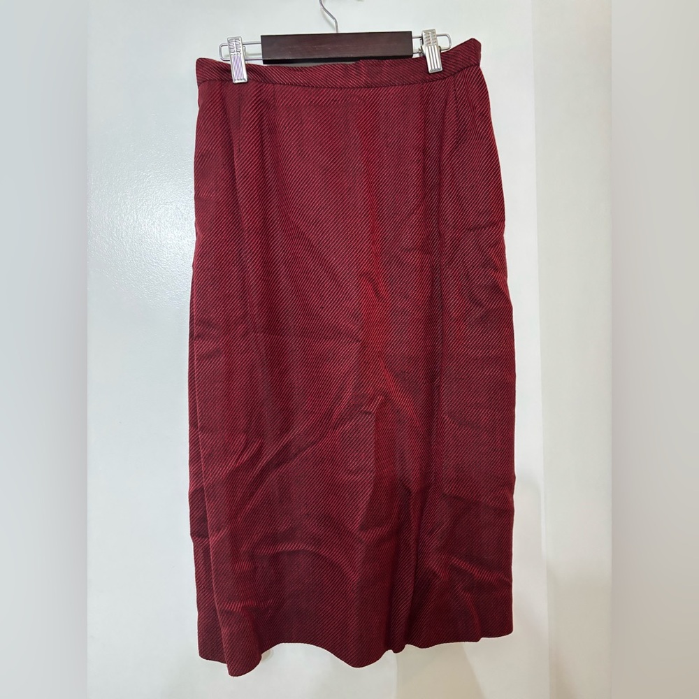 Vintage Christian Dior Women The Suit Burgundy Pencil Skirt Size 10